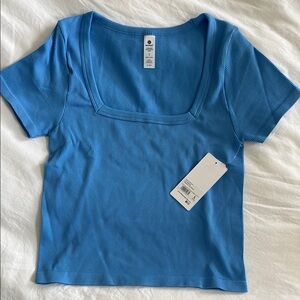 90 Degrees Blue Ribbed Tee
